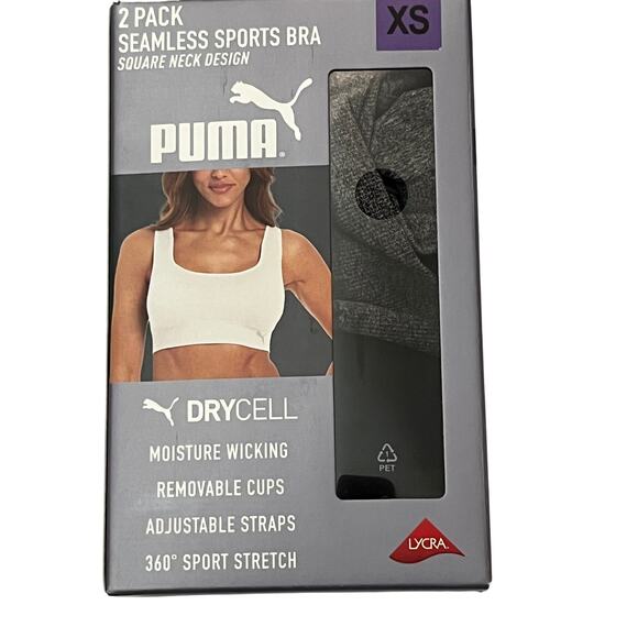 Puma Seamless Sports Bra 2-Pack (Size XS) Black/Gray - Picture 6 of 8